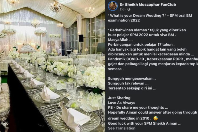 Tajuk Perkahwinan Idaman Untuk Soalan Lisan Spm Netizen Persoal Kredibiliti Kpm Tapi Ada Puji Soalan Out Of The Box Viral Mstar