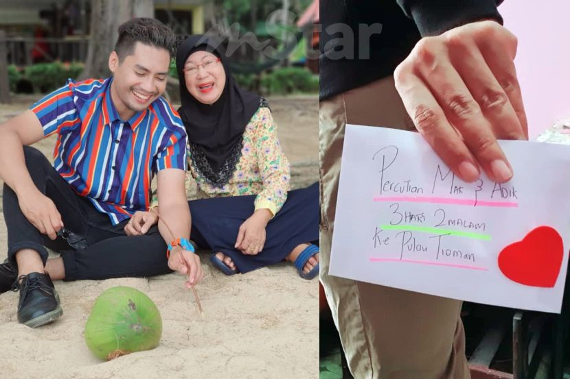 Anak buat kejutan bawa mak ke Pulau Tioman, hadiah rantai 